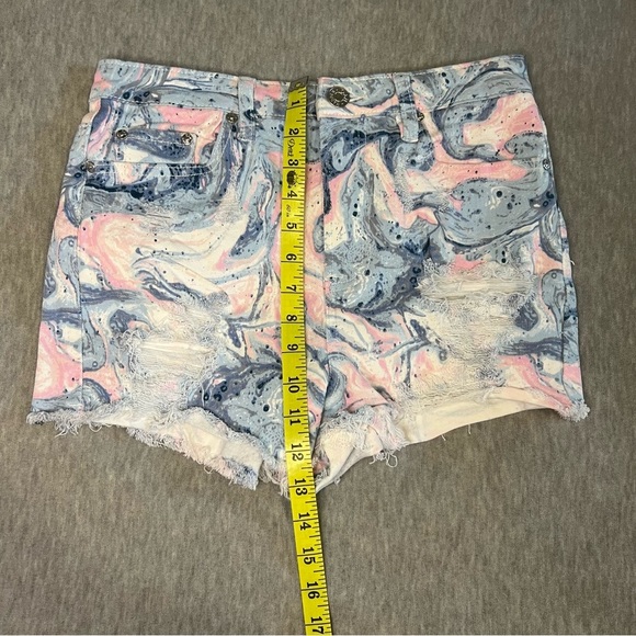 Madden NYC NWT Blue and Pink Marbled Jean Shorts - Picture 2 of 6